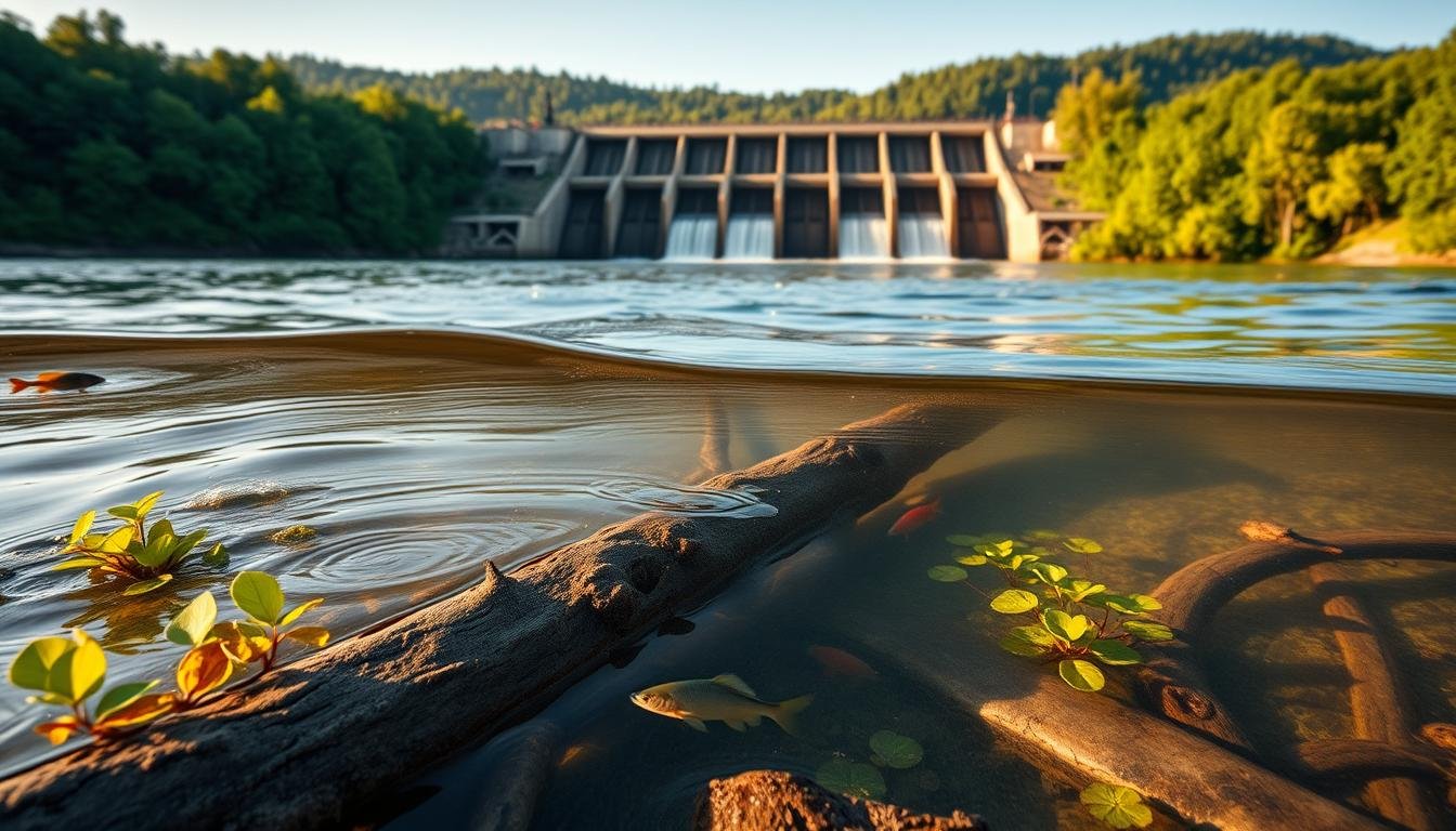 Tennessee River waterway below wooded hills